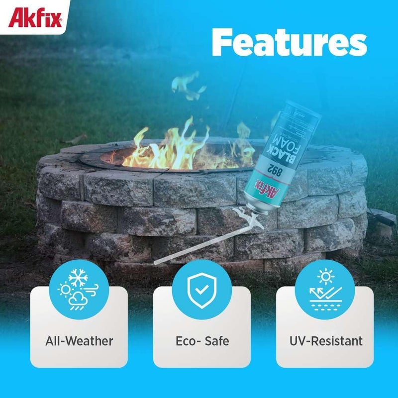 AKFIX 892 Black Spray Foam Sealant (1x12 Oz.) - UV Resistant Polyurethane Expanding Spray Foam Insulation, Waterproof, Ideal for RV, Pond, Waterfall and Landscape Applications | 12 Oz. 1 Pack - Image 1